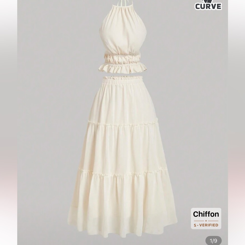 Elegant Cream Maxi Skirt & top